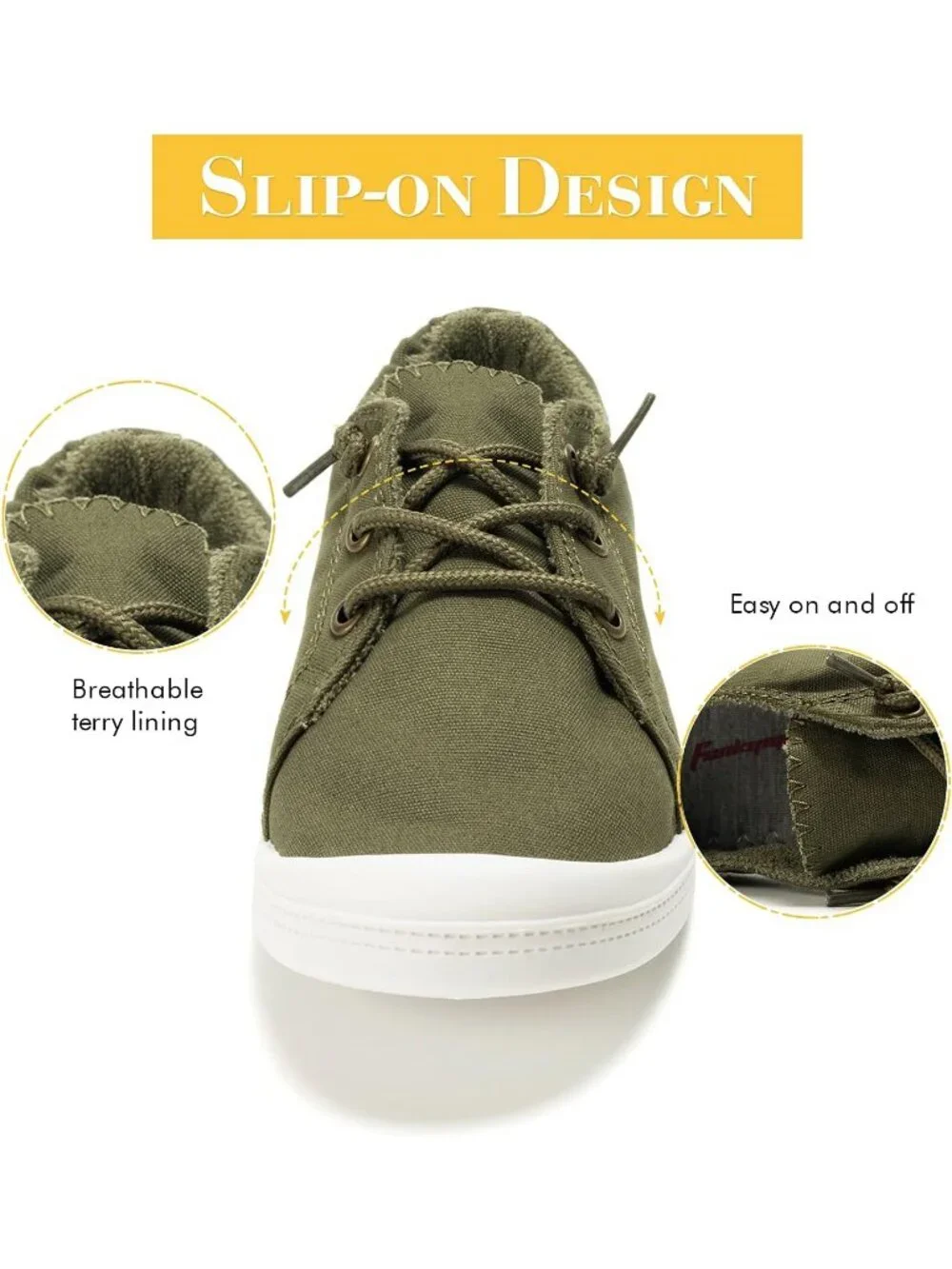Women's Army Green Comfortable Lace-Up Flat Breathable Walking Casual Sneakers
